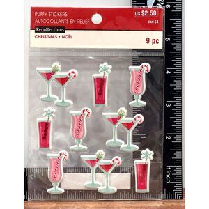 Recollections Christmas MARTINI PARTY CANDY Puffy Stickers COCKTAIL 56445181470